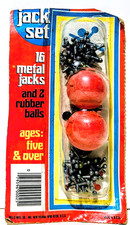 Twin Jack Set - 16 Metal Jacks/2 Rubber Balls - Wells Toys - Vintage Game - USA picture