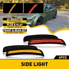 2/4X Smoked Front/Rear LED Side Bumper Marker Lights For Dodge Charger 2015-2023 picture
