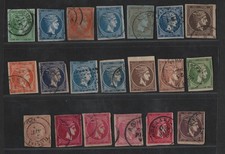Greece 1861-62 Collection Of 20 Imperf Hermes Heads Used Mostly 4 Clear Margins picture