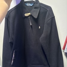 Vintage Polo Ralph Lauren Harrington Jacket Men Medium Black Polartec Fleece 90s picture