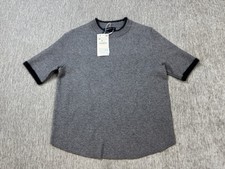Zara Sweater Womens Medium Gray Short Sleeve Crewneck Knitwear Collection Top picture