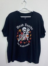 Torrid Heritage Jersey Dead Inside But Caffeinated Skeleton Tee 1X Size 1 Fall picture