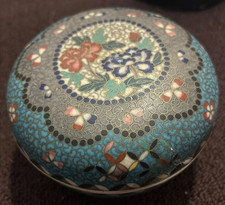 Beautiful Antique Japanese Totai Shippo Cloisonne Covered Box Meiji Nagoya picture
