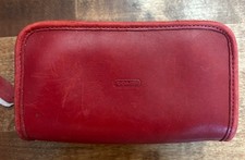 Vintage Coach Classic Red Leather Chubby Legacy Cosmetic Travel Case w/ Mirror picture