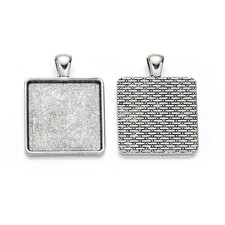 20pcs Large Sturdy Square Bezels Antique Silver for 25mm Cabochon picture