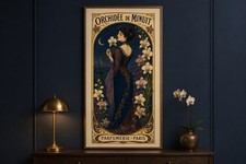 OVERSIZED 24x52 Orchidee de Minuit Art Nouveau French Poster picture