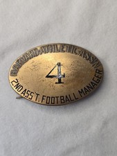 RARE 1920s VINTAGE HARVARD UNIVERSITY BRASS FOOTBALL COACH BADGE PIN- ATHLETICS  picture