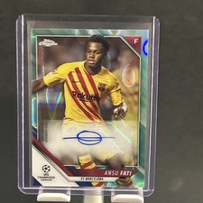 2021-22 Topps Chrome Uefa Champions League Chrome Autographs Ansu Fati Aqua Lava picture