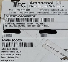 TFC Amphenol RG-11 BCCS Gel-Flooded Direct Burial Coaxial Cable Orange /50ft picture