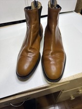  Vintage Helmut Lang Men's Tan Leather Chelsea Boots Made in Italy Archival 9.5 picture