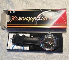 Vostok Komandirskie Men's Mechanical Watch Black Dial Rotating Bezel Box picture