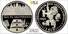 1995 Netherlands 2 Ecu Sailing Ships '95 Amsterdam Proof Silver PCGS PR69DCAM picture