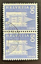 1960 Switzerland 50 Rappen Spalentor Basel Stamp Pair Used Helvetia SG 622 picture