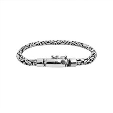 unisex handmade 6 mm solid 925 sterling silver byzantine chain bracelet picture