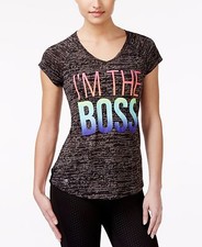 New IDEOLOGY Women's Graphic Short Sleeve Tee Shirt Top Burn-out Casual Active picture