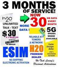 E-SIM H2O H20 WIRELESS ✅  ESIM ACTIVATION ⭐ 3 MONTHS x $30 Plan ⭐ UNLIMITED T/T picture