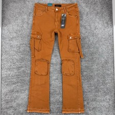 Pheelings Jeans Men’s 38 Orange NWT Never Look Back Cargo Flare Utility Stretch picture