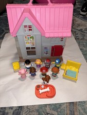 Fisher Price Little People Big Helpers Home Pink Dollhouse Lot Figures Furniture picture