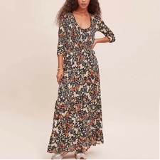 Anthropologie Maeve Omya Maxi Dress Floral Smocked Size XS picture