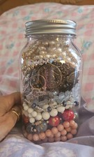 Mystery Jewelry Jar TRUE VINTAGE All Wearable Costume GOOD LOT Some Signed NICE picture