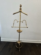 VTG Gentleman’s Brass Valet Butler Stand Suit Wardrobe Hanger Hollywood Regency picture