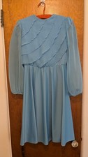 Vintage 70's Baby Blue Tiered Chiffon Dress by Bobby's Girl picture
