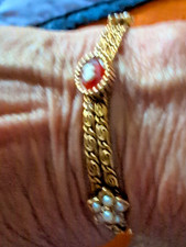 Vintage Collette Gold Tone and pearl Bracelet Signed Goldette picture