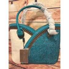Montana West Turquoise Cowhide Floral Tooled Tote Bag NWT - Sold out picture