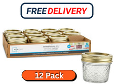 Mainstays 4 oz Quilted Mason Jars Regular Mouth 12 Pack with Lids & Rings. picture