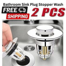 2 PCS Universal Bathroom Sink Stopper Pop-Up Drain Filter Wash Basin Core US picture