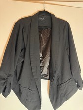 Torrid Studio Luxe Woven Open Front Blazer Crop Jacket Career Stretch Black 4X picture