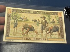 1951 French Indochina 5 Piastres Banknote P-75r Unissued or P-75s specimen picture