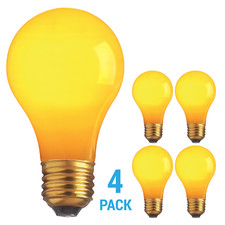 4 Pack CERAMIC SOLID YELLOW BULBS A19 25W 120V Medium E26 Base 25A19 Dimmable picture