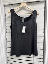 Women’s Additions by Chico’s metallic sparkle black tank Chico’s size 1/L NWT picture