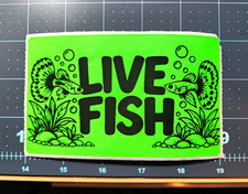 LIVE FISH Green/Black Shipping Label Sticker Pack Of 30 picture