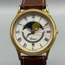 Vintage Citizen 2870-268393 Mens Watch 33mm Moonphase Leather New Battery picture