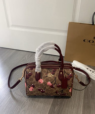 NWT Coach Rowan Satchel Bag In Signature Canvas With Cherry Print CY692 picture