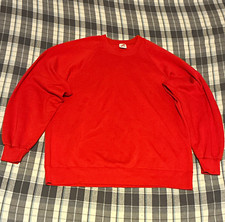 Vintage JERZEES Men's Red Crew Neck Fleece Pullover Sweatshirt Long Sleeve XL picture