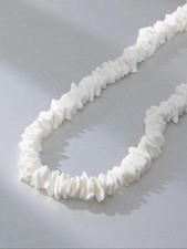White Puka Shell Necklace - Hawaiian Style Clam Chip Surfer Necklace 16 in-19 In picture