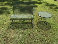 Beautiful Vintage Woodard Patio Glider & Side Table picture