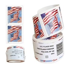 2022 U.S. Flag Forever Stamps 1 Coil of 100 – Sealed Roll, Mint Never Hinged picture