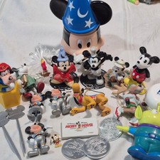 Vintage Disney Collectibles Lot Mickey Mouse Sorcerer Ornaments Metal Toys picture