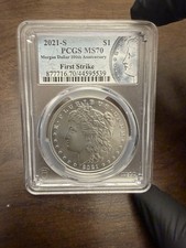 2021-S MORGAN SILVER DOLLAR PCGS MS70 FIRST STRIKE w/ MORGAN LABEL picture