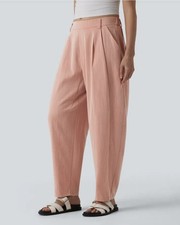 NWT Halara Mid Rise Barrel Leg Linen-Feel Pants Terra Blush Small picture