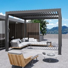 Outdoor Louvered Pergola Adjustable Waterproof Roof with USB Charging Port picture