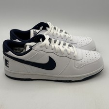 Nike Big Nike Low Shoes Mens Size 11 White Midnight Navy Basketball 355152-140 picture