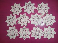 Lot of 11 White Crochet Star Doilies 5.5” Handmade Lace Crafting Vintage Style picture