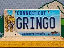 Rare Connecticut Vanity License Plate GRINGO Conserve Wildlife Bobcat White Guy picture