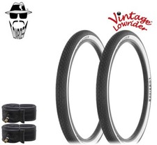 2 ORIGINAL Vtg LOWRIDER BRANDED BICYCLE TIRES 26X2.125 CLASSIC MINI BRICK w/TUBE picture