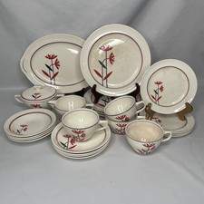 Vintage Harker Pottery Red Daisies - Full Service for 4 Plus Extras HARD TO FIND picture